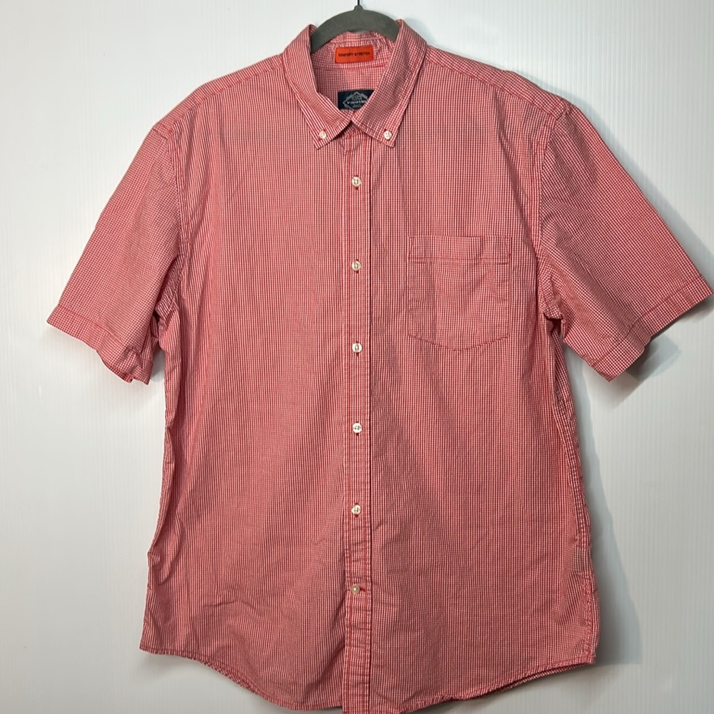 Men’s St Johns Bay comfort stretch short sleeve cotton shirt red white large